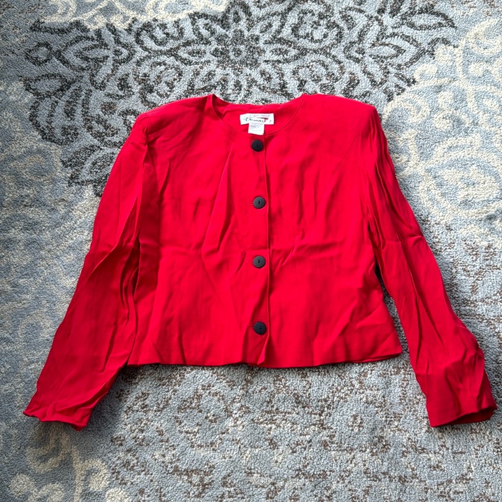 Vintage Button Down Top Red 14